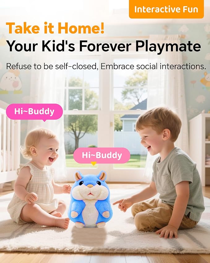 White Elephant Gifts for Adults Talking Hamster Toy Repeats What You Say,2025 New Kids Unusual Birthday Gifts Ideas,Small Top Xmas Boys Blue Stocking Stuffers Stuffed Animals Plush Toy