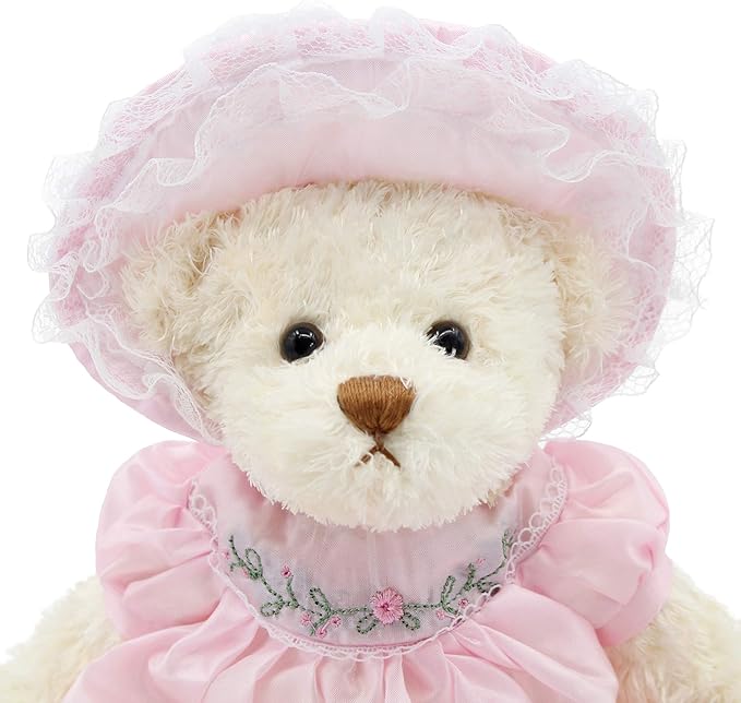 Oitscute Small Baby Teddy Bear with Cloth Cute Stuffed Animal Soft Plush Toy 10" (Pink Sleepwear)