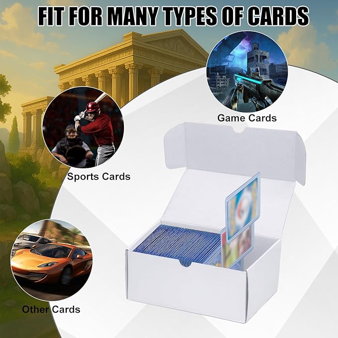 Toploader Trading Card Storage Box, 4-Pack 100 Count White Corrugated Cardboard Bulk Sports Top Loaders Storage Box for TCG/Magic/Mtg Basketball Cards, Collectible Trading Card Organizer