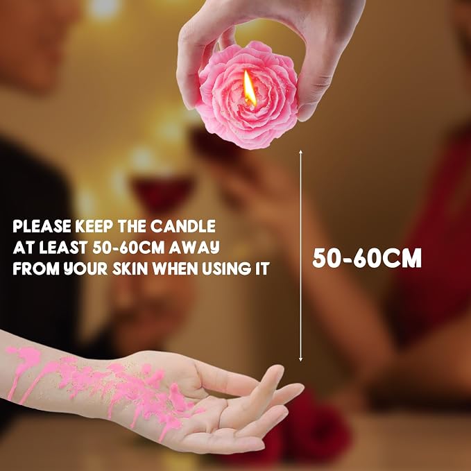4 Pcs Low Temperature Candles Glitter Pink Peony Flower Home Scented Candle Kit Pure Natural Soybean Oil Candle Aromatherapy Romantic Wax Play Candle for Lovers Couples
