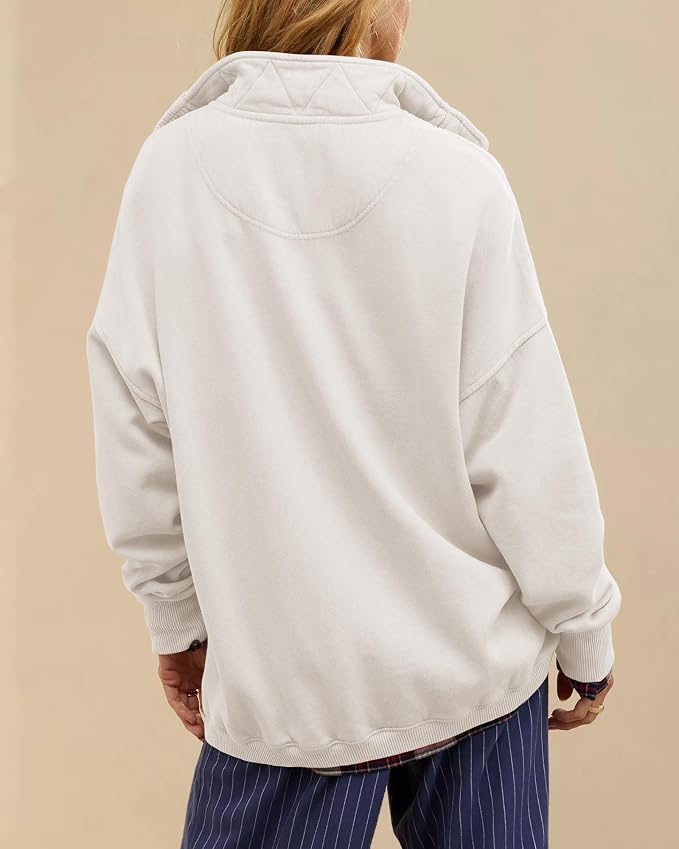 Gacaky Sweatshirt for Women Oversized Casual Long Sleeve Button Henley Neck Pullover Tops Fashion Outfits Clothes
