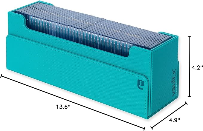 Vault X Card Storage Box, Exo-Tec Material, Detachable Magnetic Lid, with Dividers & Foam Fillers, for Trading Cards (Teal)
