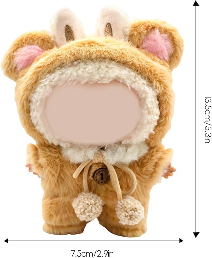 17cm Doll Clothes, Bear Outfits for Clothes Set, Premium Fashion Dolls Keychain Accessories, Faking Animal Style Outfit Jumpsuit (Bear)