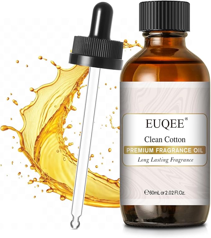 EUQEE Clean Cotton Fragrance Oil 2.02 Fl oz/ 60ml | Oil for Diffuser, Candle Making, DIY Soap with Glass Dropper