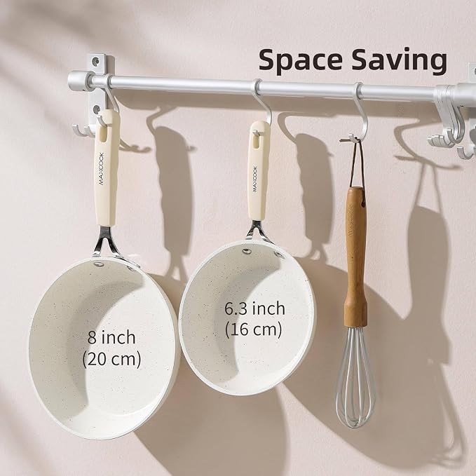 Mini Nonstick Egg Pan, 6.3 Inch Omelet Pan (16 cm, White) | Small Single Serve Egg Nonstick Skillet, Medical Stone Coating Cookware with Heat-Resistant Handle