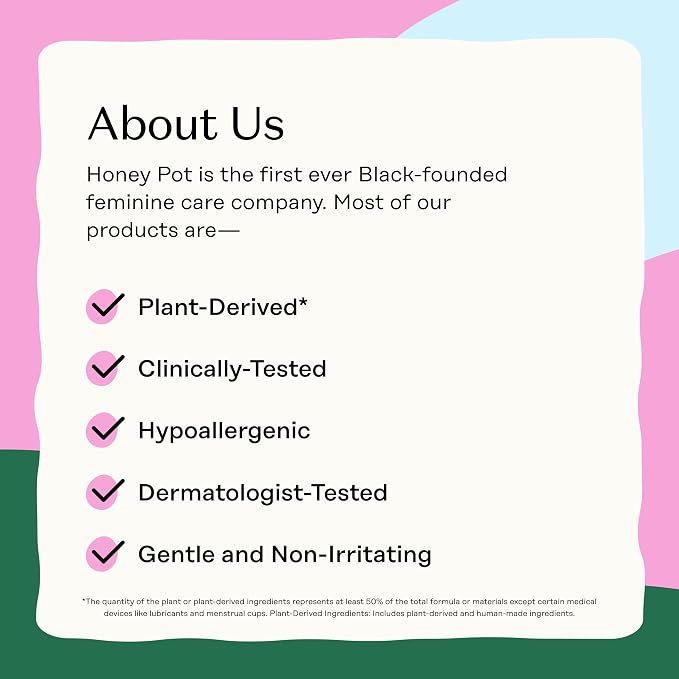 The Honey Pot Company - Feminine Wipes - Sensitive w/Rosewater Feminine Hygiene Wipes - pH Balancing, Herbal Infused Plant-Based Feminine Care for Sensitive Skin - Cleansing Wipes for Women - 30ct