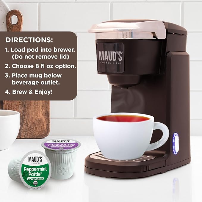 Maud's Organic Chamomile Lavender & Organic Peppermint Tea Bundle, 48 ct, Single Serve Pods – 100% Gourmet Blended Tea Leaves, Compatible with Keurig K Cups Maker