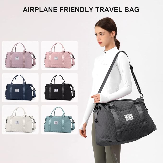 Travel Duffel Bag, Carry On Overnight Weekender Bags for Women | Travel Bag with Wet Pocket & Trolley Sleeve, For Spirit Airlines 18x14x8 Personal Item Bag