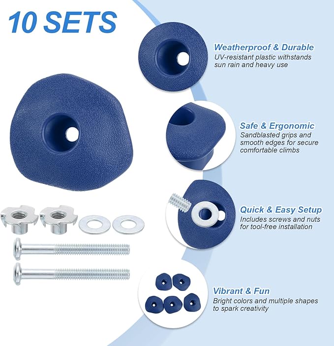 PATIKIL Rock Climbing Holds, Climbing Rock Wall Grips Play Set Climber Attachments with Single Holes for Playground