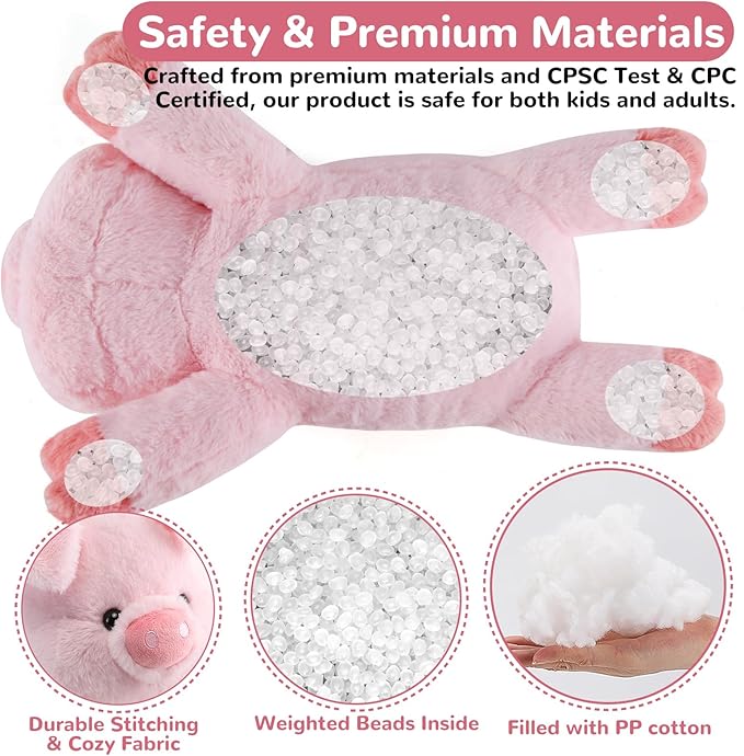 Pig Weighted Stuffed Animals - 22 Inch 4.5 Pounds Weighted Plushies Pig - Big Plush Stuffed Animals Pillow - Cute Plush Toys Gifts for Kids & Adults