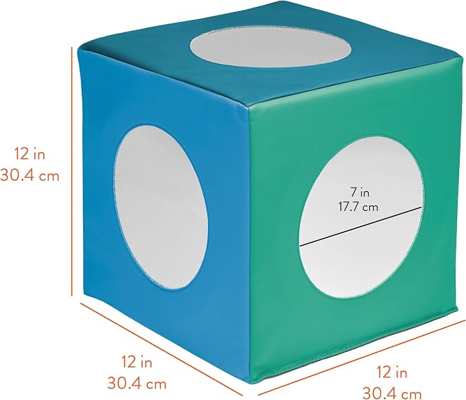 Back2School Express Peek ‘n’ See Sensory Activity Mirror Cube for Babies 6+ Months - Tummy Time Baby Mirror Toy, Infant Development Soft Foam Play Block, Montessori Baby Toys, Contemporary