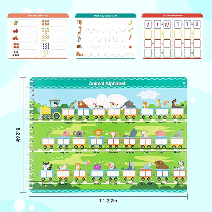 4 Year Old Boy Birthday Gift - Kindergarten Books for Kid - Toy for 4 5 6 7 Year Old Boys Girl - Handwriting Practice Workbook, Educational ABC Tracing Book with Reusable Activity, Montessori Learning