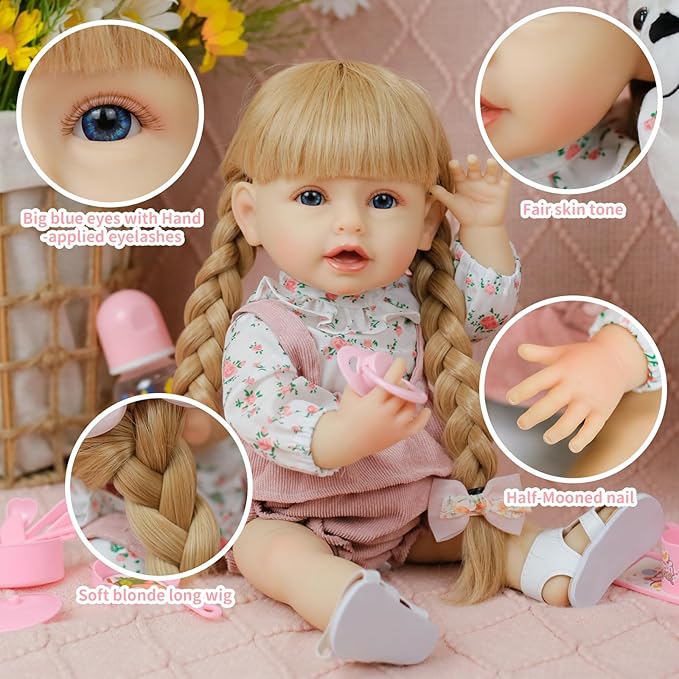 Reborn Baby Dolls - Realistic Newborn Baby Doll That Look Real Full Silicone Baby Dolls Girl with Doll Clothes & AccessoriesToy Gift Set for Kids Age 3+