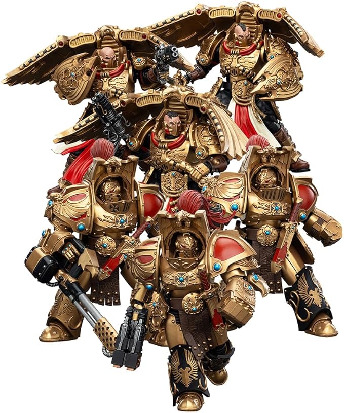 JOYTOY Warhammer The Horus Heresy Legio Custodes Aquilon Terminator Squad and Custodian Venatari Squad Set 6, 1:18 Scale 5.4in Action Figure Mecha Joy Toy Collection Model