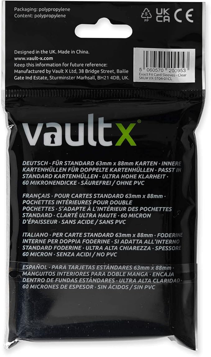 Vault X Exact Fit Sleeves (200 Pack) Perfect Inner Sleeves for Trading Cards, Clear
