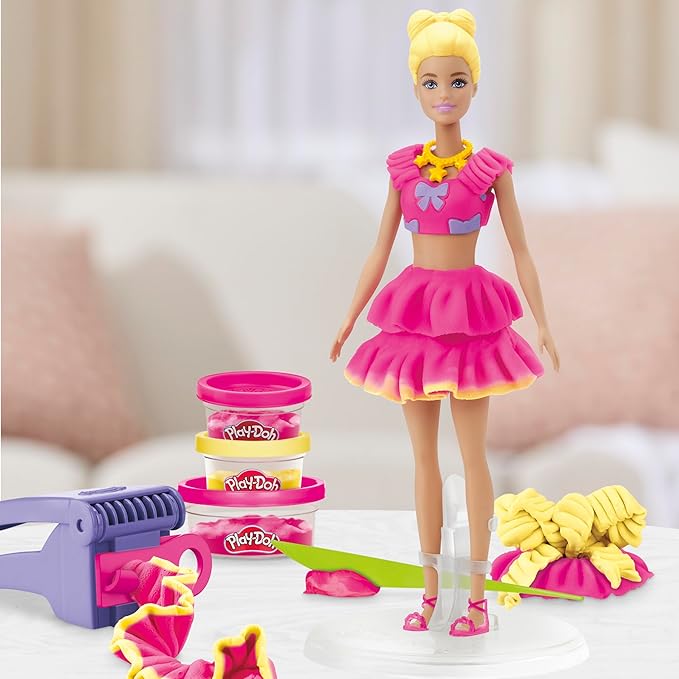 Play-Doh Barbie Ruffles and Bows Set, Make Doll Clothes with Modeling Compound & 9 Fashion Accessories, Arts & Crafts for Girls & Boys 5+