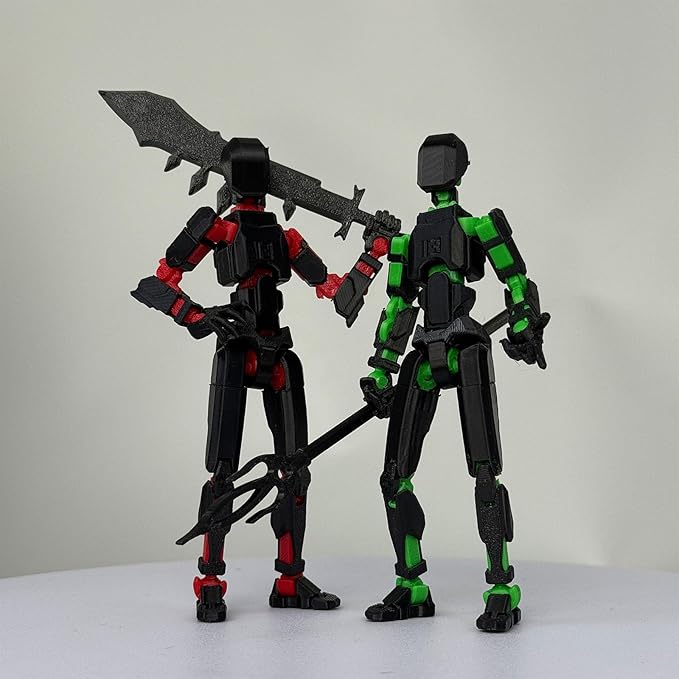 2PCS Assembly Completed T13 Action Figure,Multi-Jointed, Articulated T13 Desktop Decoration,Nova 13 Action Figures Desktop Decorations for Game Lovers Toy (Black Red)