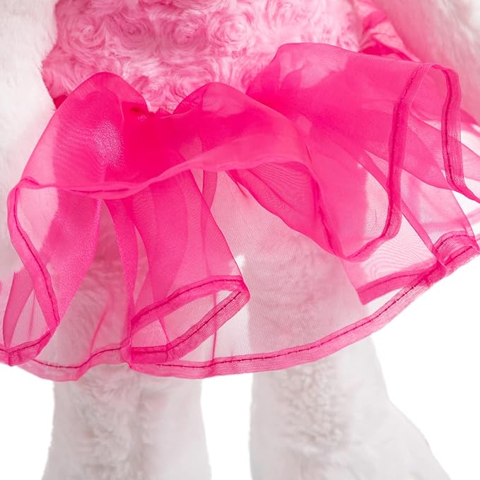 Ballet Bunny Stuffed Animal White Rabbit in Gauzy Dress Cute Easter Bunny Doll for Kids 21 inches Pink
