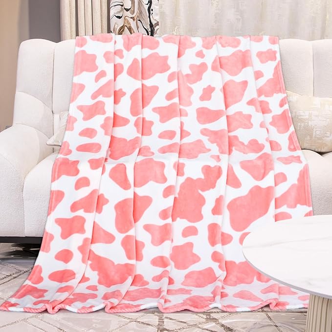 Pink Blankets Twin Size, Lightweight Cozy Fuzzy Soft Fleece Throw Blanket for Bed, Sofa, Pink Home Room Decor, Gifts for Women Teens Girls, 60"x80"