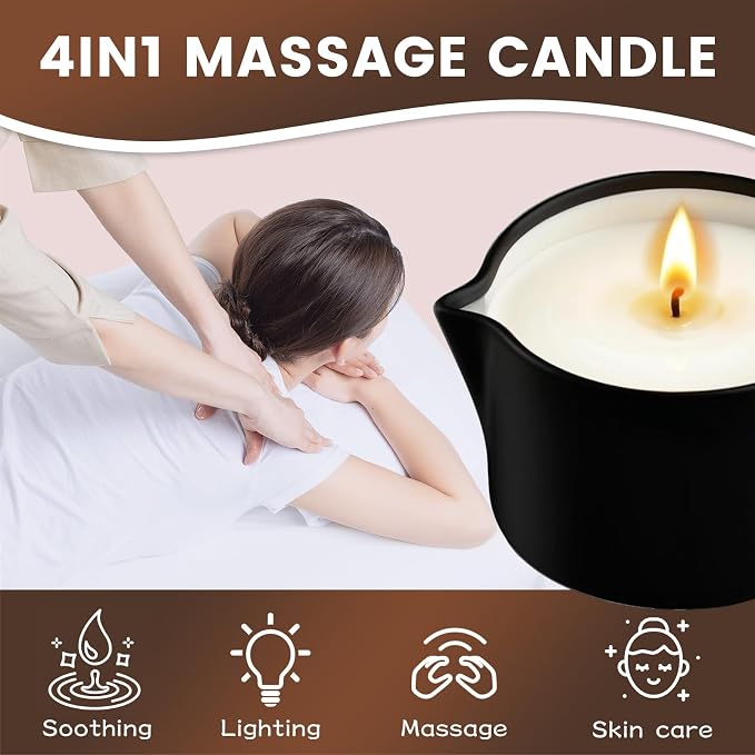 Warming Massage Oil Candle, Scented Body Oil Candle for Spa & Home Use, Romantic Gift, 2.02 oz (Odorless)