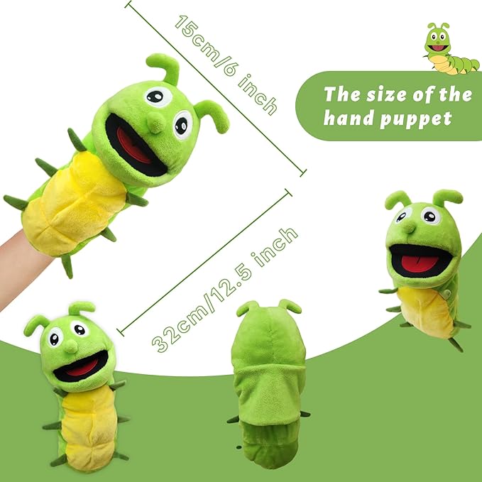 Hand Puppet Realistic Plush Puppet 13",Insect Animal Puppets for Kids Insect Stuffed Animal Hand Puppet with Moveable Mouth,Soft Stuffed Insect Puppet Story Toy Puppets Role Play Show Game