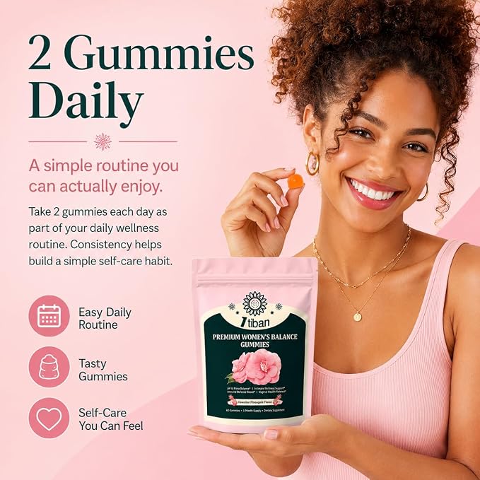 Pineapple Gummies for Women pH Balance, Feminine Probiotics for Vaginigal Health, Nutrition Feminine Gummies, Immune Support, Vegan, Gluten-Free, Hawaiian Pineapple 60 Gummies 30 Servings