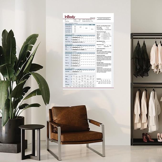 InBody1 Poster Body Composition Analysis Guide, Muscle Mass, Body Fat, BMI, Visceral Fat Level, Basal Metabolic Rate Canvas for Living Room Bedroom Decor 20x30inch(50x75cm) Unframe-style