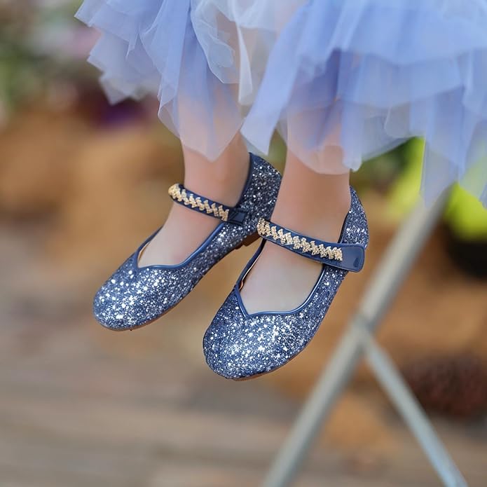 THEE BRON Mary Jane Ballet Flats - Girls' Dress Shoes with Hook & Loop Closure