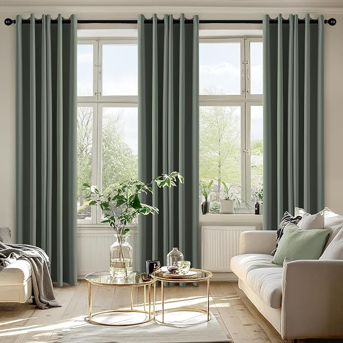 MIULEE Blackout Curtains for Bedroom 2 Panel 40 x 72 Inch Long Dark Mallard | Thermal Insulated, Living Room Darkening Grommet Drapes, Noise Reducing, Light Blocking Window Treatments