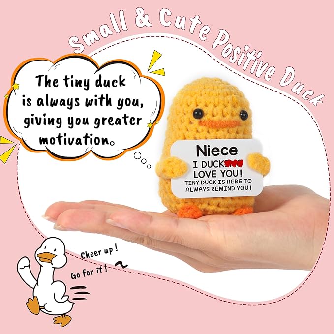 MBL Niece Gifts from Auntie Aunt - to My Niece Gift from Aunt, Funny Small Cute Emotional Positive Support Crochet Duck Christmas Stocking Stuffers Xmas Holiday Birthday Graduation Present for Nieces
