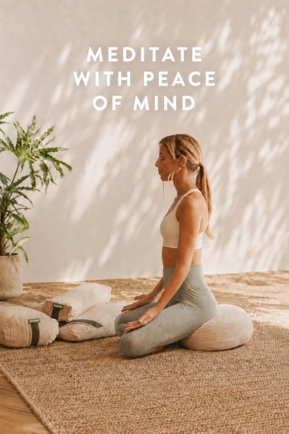 Avocado Organic Yoga Meditation Pillow, GOTS Certified Organic Cotton Cover, Natural Buckwheat Fill