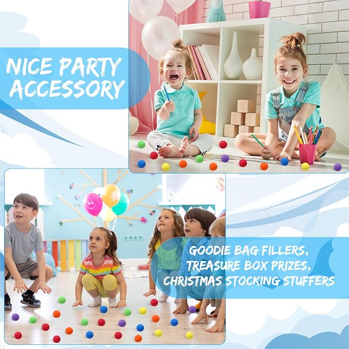 Mini Soft Foam Balls Assorted Play Balls Lightweight for Crafts, Birthday Party Favors and Gifts