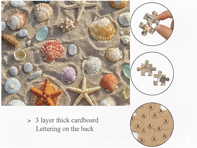 1000 Pieces Jigsaw Puzzles for Adults, Seaside Series - Calming Ocean View Art, Relaxing Stress Relief Game, Large 28" x 20", Great Gift for Summer & Home Decor（Beach Treasures）