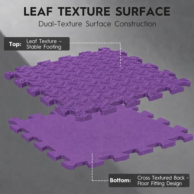 18pcs Puzzle Exercise Mat, 12.6"x12.6"x0.4", 18sqft EVA Interlocking Foam Floor Tiles, Protective, Water-Resistant Flooring for Home Gym & Workout Equipment