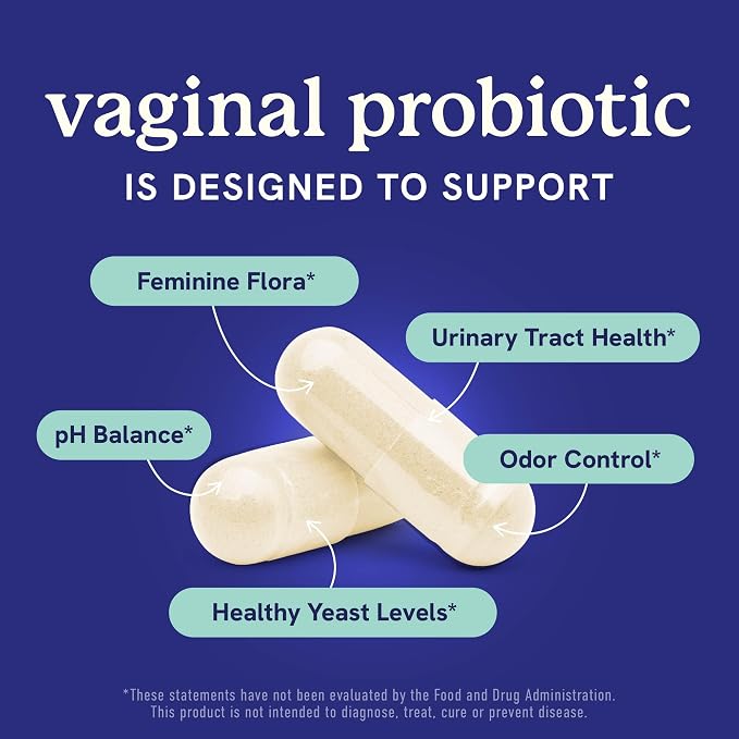 Vaginal Probiotics, 50 Billion CFU, Vaginal Health & pH Balance for Women | Healthy Odor & Yeast Balance, Womens Probiotics and Prebiotics with Cranberry Extract, Vegan and Gluten-Free, 30 Capsules