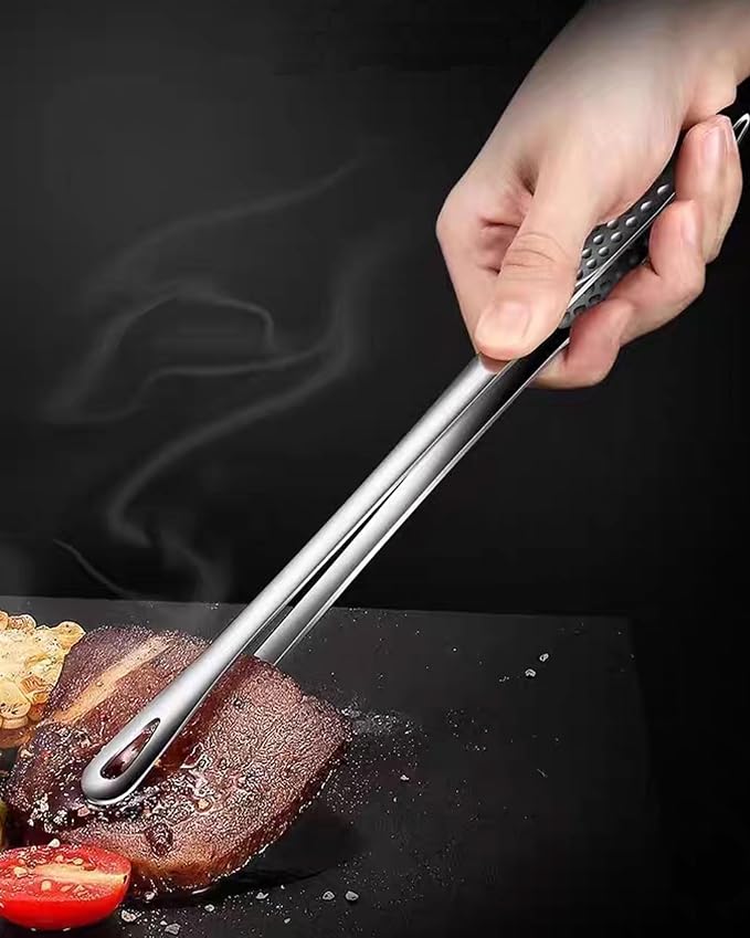Korean BBQ Grill Charcoal 13.7 Inches Stainless Steel Portable Barbecue Grill and 4 PCS Korean BBQ Tongs