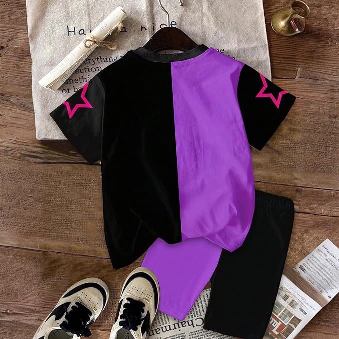 K-POP DEM0N Hunters Outfits for Girls, 2 Piece T-Shirts and Apparel Sets Birthday Gift