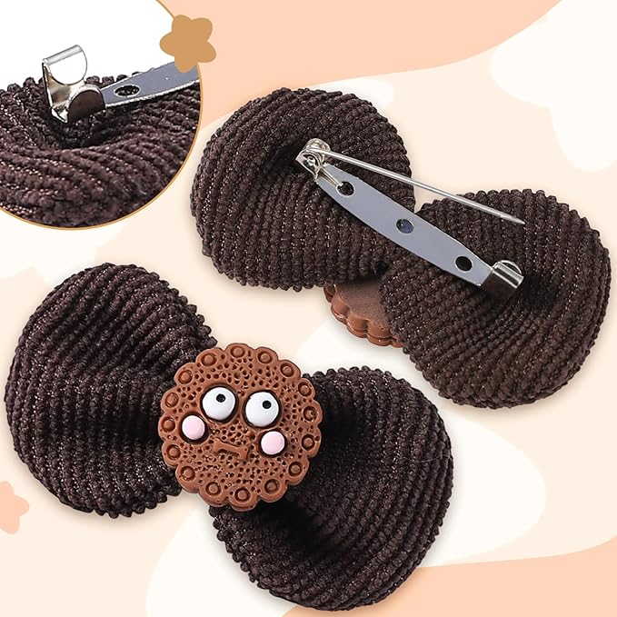 17cm Doll Clothes Set 3Pcs - Chocolate Donut Overalls, Hat & Bow, Brown Cute Outfit for 6-7inches Dolls (NO Doll) Sweet Style Dress Up Accessories