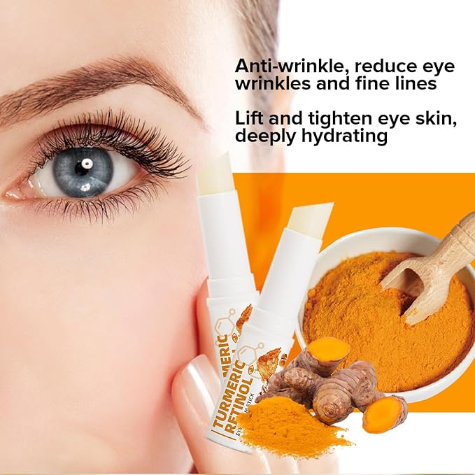 Turmeric Retinol Eye Stick,Lumibalm for Under Eyes Bags,Eye Balm Moisturizes Hydrating for Dark Circle,Wrinkles,Visible Results in 3-4 Weeks,Anti Aging Retinol Cream Reduces Fine Lines
