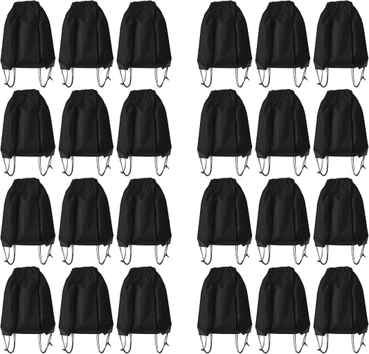 Drawstring Backpack Bulk 24Pcs Draw String Backpack Bags DIY Gym Sports Traveling Yoga Cinch Bag Sackpack Drawstring(black)