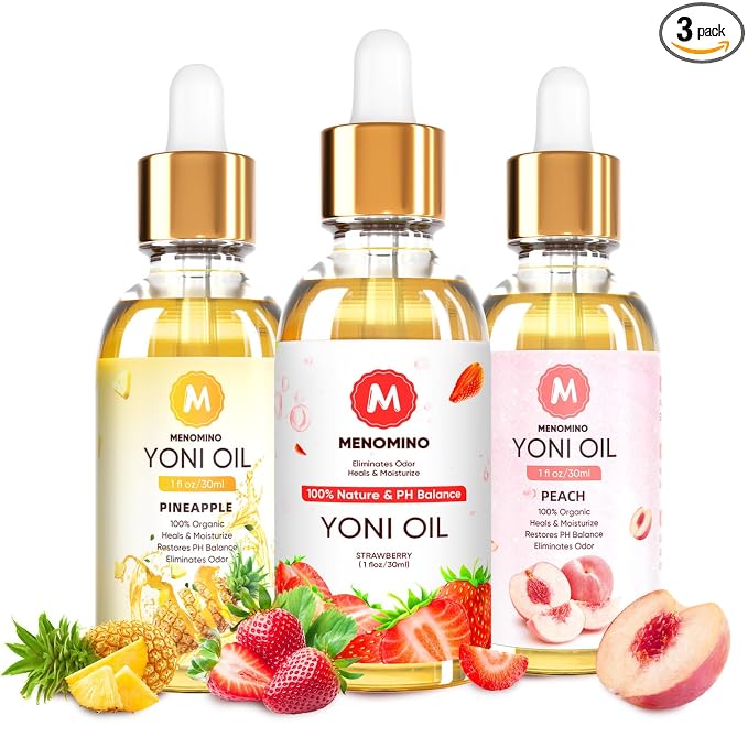 3 Pack Yoni Oil Feminine Oil for Women pH Balance - Feminine Deodorant with Pineapple Peach Strawberry Essential Oil, 1 fl oz/pc