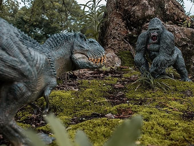 Gorilla VS Vastatosaurus Rex Dinosaur Toys with Realistic Rock Action Figure Rampage Gorilla Fight Tarbosaurus Animal Figurines for Role Playing for Kids