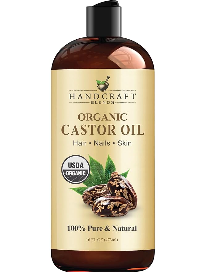 Handcraft Blends Castor Oil for Hair with Peppermint Essential Oil and Lemon Essential Oil Set – 100% Pure and Natural Oils – Carrier Oil for Essential Oils Mixing, Aromatherapy Oils & Massage