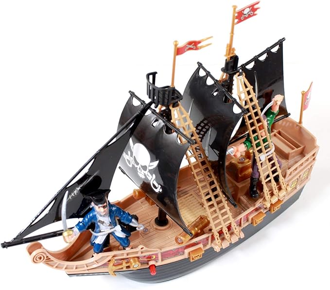 Kids Light Up Pirate Ship Adventure Toy Real Sounds, Black