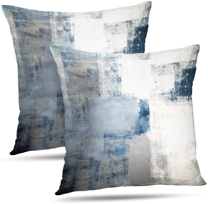 Throw Pillow Covers for Couch, 24x24 Inch, 2 Pack, Grey Blue | Decorative Throw Pillow Covers Cushion Covers for Couch Bedroom Sofa Living Room