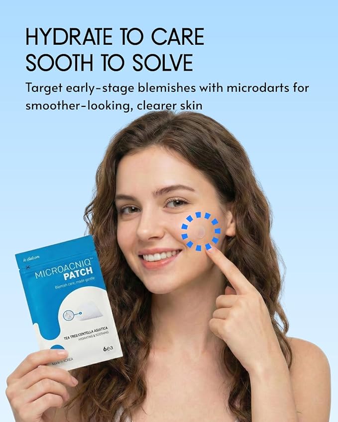 le dalcom Korean Micro-darts Patch, Early Stage Blemish Patches, Acne Care, Salicylic Acid, Tea Tree & Cica, Individual Blister Package (6 Patches)
