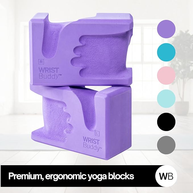 WRISTBuddy® Hand-Shaped Ergonomic Yoga Blocks for Optimal Wrist Support During Yoga, Pilates, Pushups, Planks, and Handstands - Patented Non Slip Blocks for Enhanced Stability and Comfort.