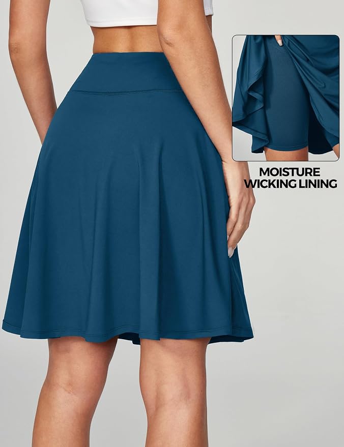 IUGA 20" Knee Length Skorts Skirts for Women with Pockets Tennis Skirt High Waisted Golf Skirts for Women Casual Athletic
