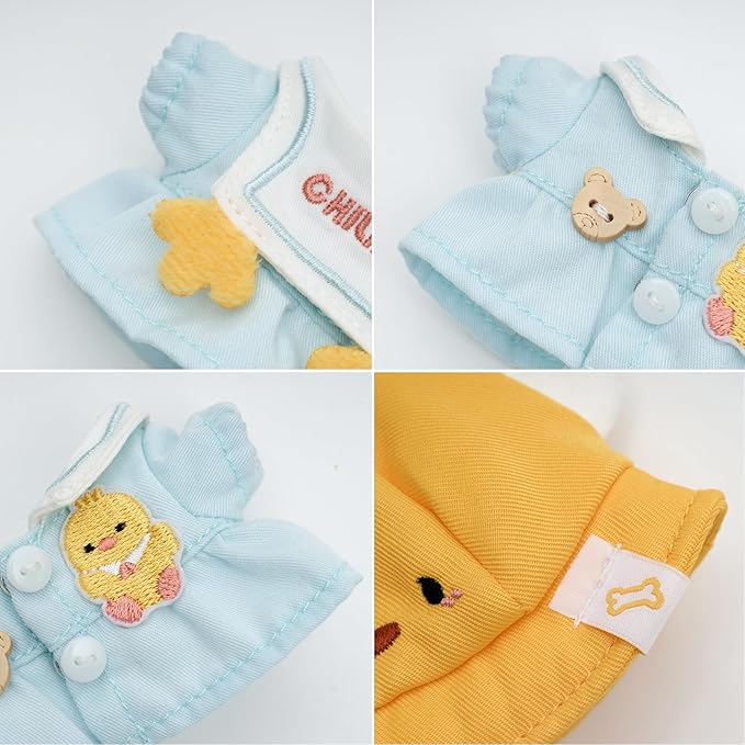 CALEMBOU Doll Clothes, Cute Macaron Animal Series Doll Clothing Suit for 15cm Kimmon Mimon, Kawaii Doll Accessories Toys Gifts for Girls(Only Clothes) (Excited Duck)