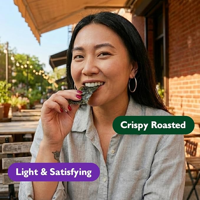 Korean Food Mixed Roasted Seaweed Snack, Dried, Keto, Vegan, 24 Count | Light and crispy roasted seaweed snack made with simple ingredients in convenient individual packs